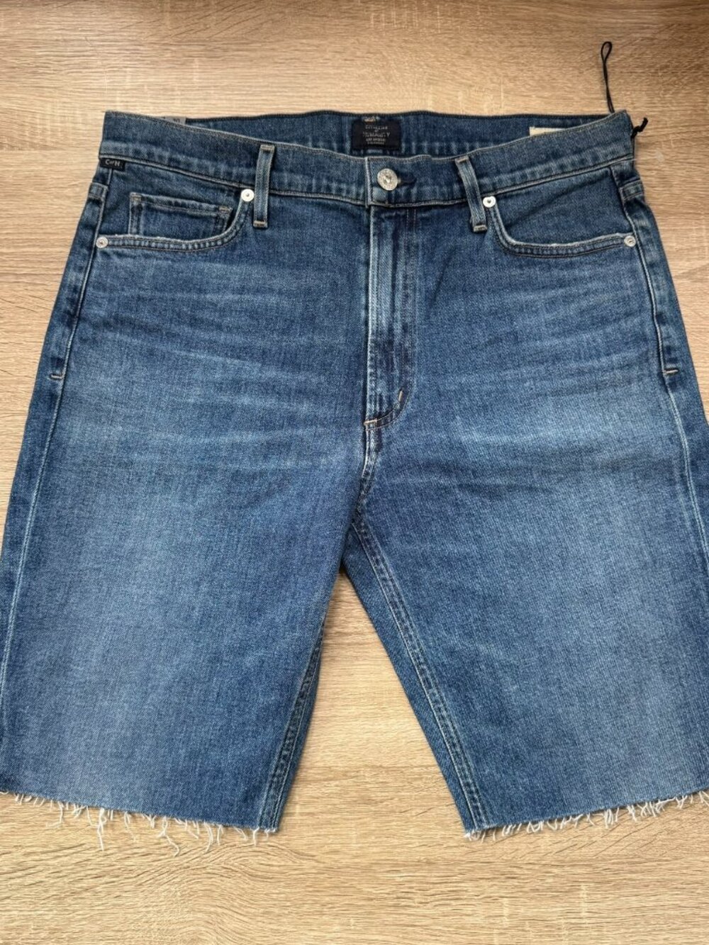 NWT Citizens of Humanity Demy Flare Long Jean Shorts Blue 30